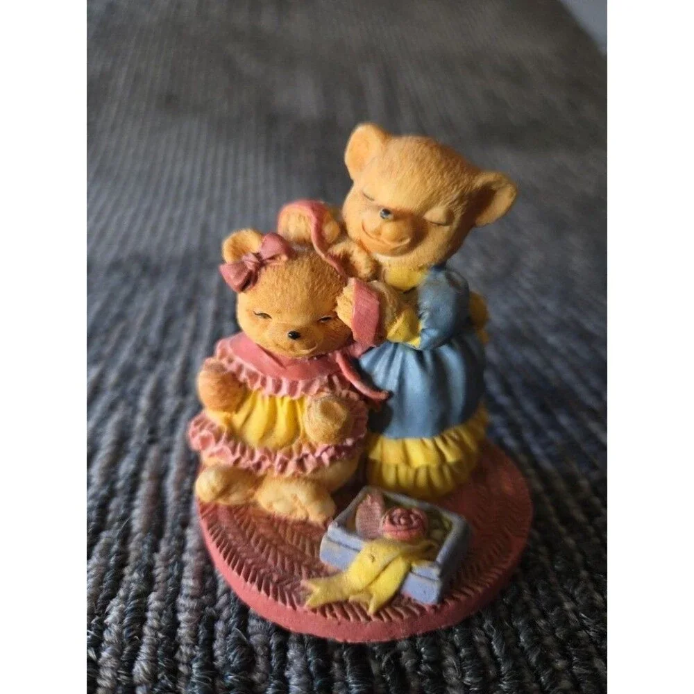 Vintage Cherished Teddies Mother & Daughter   Putting Bows In Hair